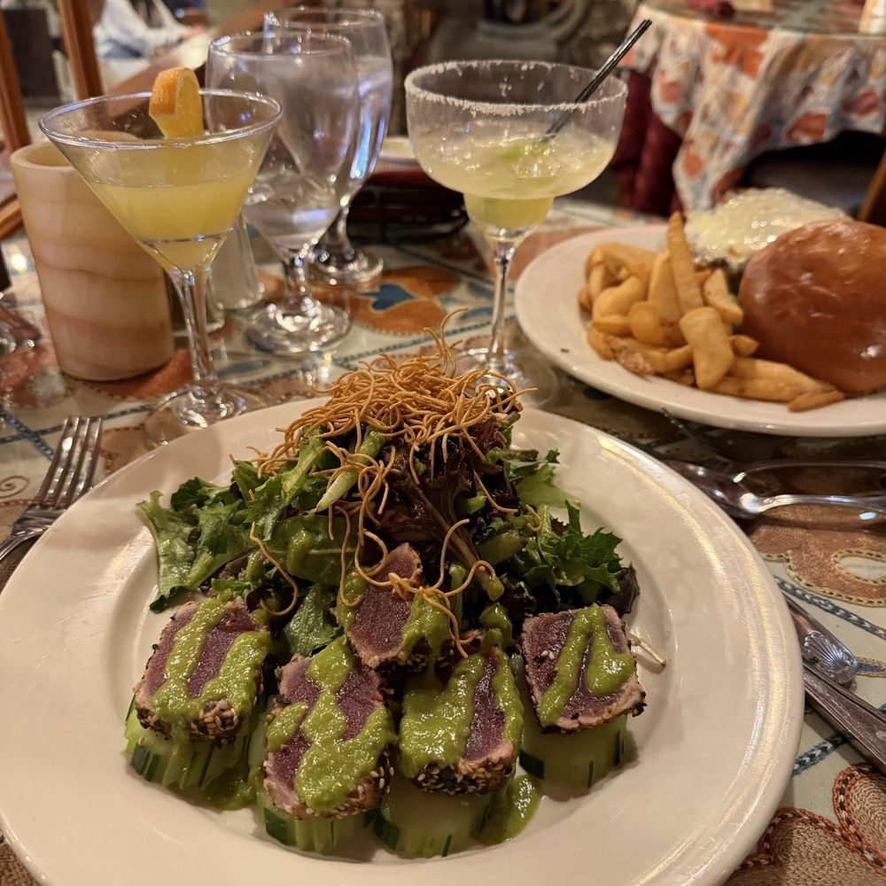 CAV Restaurant - Kombu Salad,Black with orange blossom and Black Angus Half pounder with silver and gold margarita - New American Near Me - Providence, Rhode Island