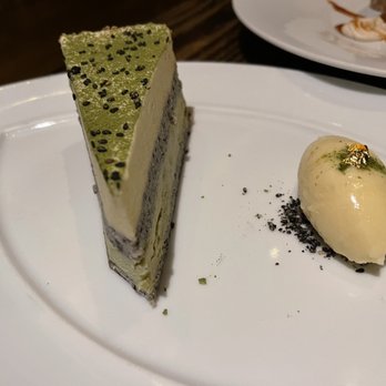 Yellowtail Japanese Restaurant & Lounge - Black and Black & White Sesame Matcha Cake. A not so sweet dessert. Lovely - Japanese Near Me - Las Vegas, Nevada
