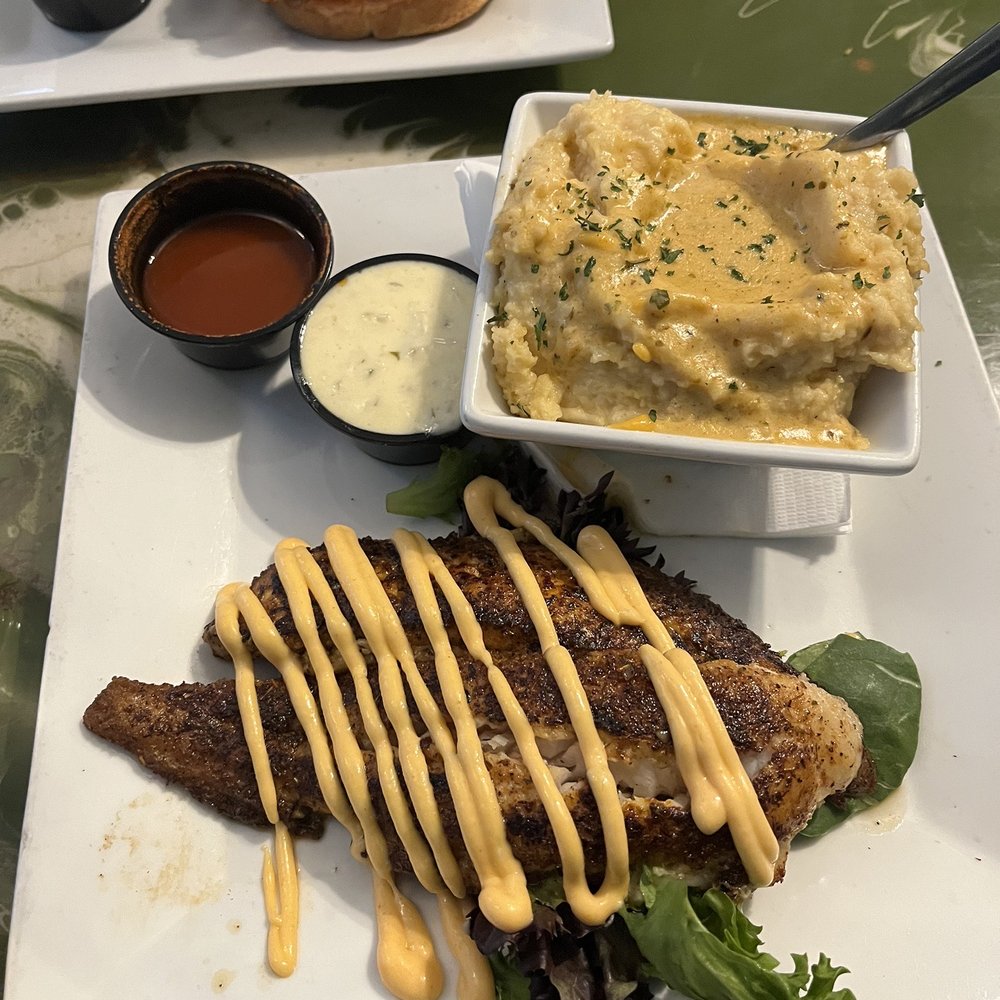 Sage Restaurant - Grilled catfish and Gouda grits - American Near Me - Memphis, Tennessee Sage Restaurant - Grilled catfish and Gouda grits - American Near Me - Memphis, Tennessee