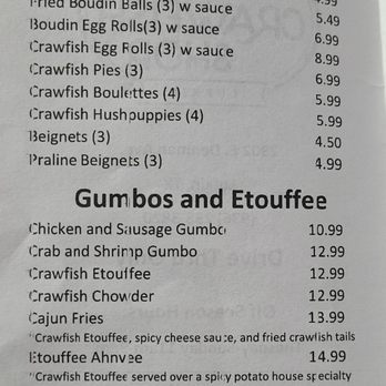 The Crawfish Shop - Off-Season Menu (10/2025) - page 2 of 6 - Cajun/Creole Near Me - Lufkin, Texas