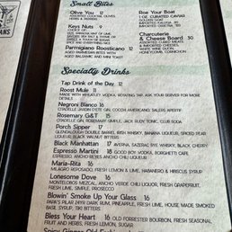 Cocktail menu Cocktail menu