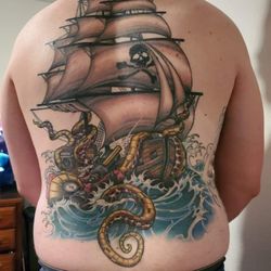 Rim Of The World Tattoo - Full back peice designed and tattooed by Brandon Lian
