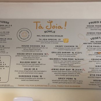 Ta Joia - Menu - Asian Fusion Near Me - Bothell, Washington