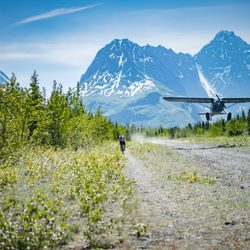 Bold Airstrip Campground - plane taking off from the airstrip!