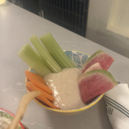 Complementary hummus & veggies Complementary hummus & veggies