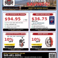 San Juan Complete Auto Service - Winter Car care Savings