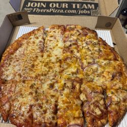 Flyers Pizza & Subs - Half cheese half bbq chicken