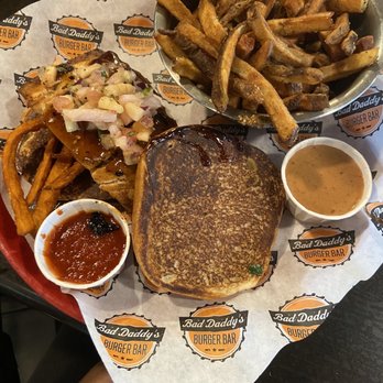 Bad Daddy's Burger Bar - Salmon Teriyaki Sandwich with Hand-Cut French Fries - Burgers Near Me - Raleigh, North Carolina