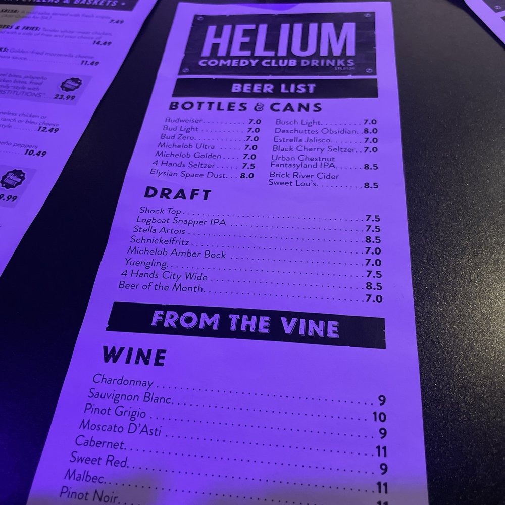 Helium Comedy Club - Drink Menu - Comedy Clubs Near Me - Saint Louis, Missouri Helium Comedy Club - Drink Menu - Comedy Clubs Near Me - Saint Louis, Missouri