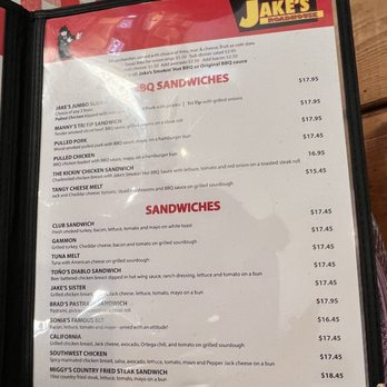 Jake's Roadhouse - Lunch/dinner menu June 2024 - Barbeque Near Me - Monrovia, California