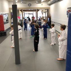 Legendary Black Belt Academy - Our intermediate kids about to start their warmup!