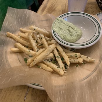 Mandola's Italian - Garlic Fries + green sauce - Italian Near Me - Austin, Texas