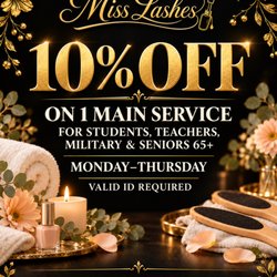 Miss Lashes Nail Spa - Students, teachers, military, senior discount