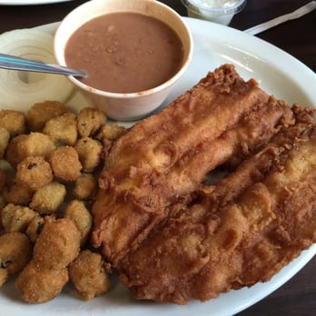 Pat's Kountry Kitchen - Fried trout tied okra and pinto beans - Southern Near Me - Mc Caysville, Georgia