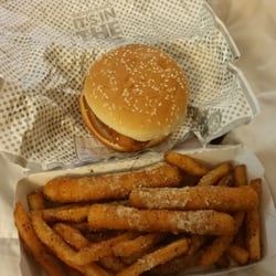 Checkers - Garlic parm fries and sticks and a crispy chicken burger.