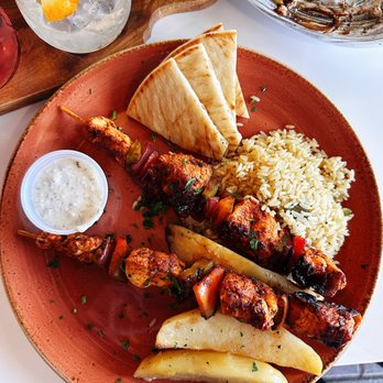 Krazy Greek Kitchen - Chicken Souvlakia platter - Greek Near Me - Lake Mary, Florida Krazy Greek Kitchen - Chicken Souvlakia platter - Greek Near Me - Lake Mary, Florida