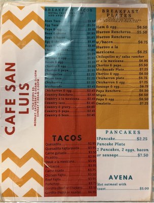 Menu photo 1 Cafe San Luis San Antonio, TX Menu photo 1 Cafe San Luis San Antonio, TX