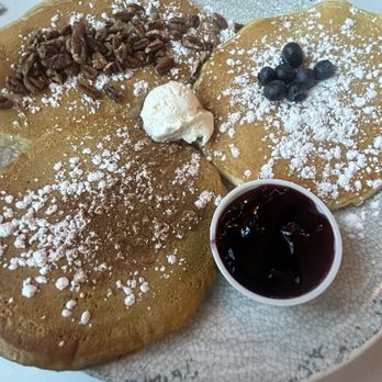 The Pancake Pantry - Sampler- Sweet Potato, Blueberry, and Banana Bread pancakes - Breakfast & Brunch Near Me - Nashville, Tennessee The Pancake Pantry - Sampler- Sweet Potato, Blueberry, and Banana Bread pancakes - Breakfast & Brunch Near Me - Nashville, Tennessee