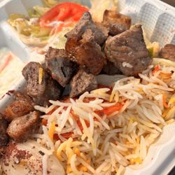 Arya Grill - $22.85 for a few tiny cubes of lamb, unflavored and very boring basmati rice, sad iceberg lettuce with some cheap off brand yogurt/mayo