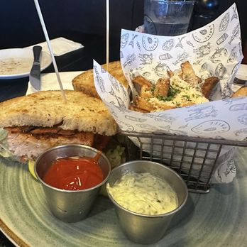 Lib's Grill - Grilled Salmon BLT with basil aioli and Parmesan truffle fries - Seafood Near Me - Perry Hall, Maryland Lib's Grill - Grilled Salmon BLT with basil aioli and Parmesan truffle fries - Seafood Near Me - Perry Hall, Maryland