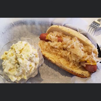 Bruce's Taste of Chicago - Sauerkraut dog with outstanding potato salad as a side - Hot Dogs Near Me - Laughlin, Nevada Bruce's Taste of Chicago - Sauerkraut dog with outstanding potato salad as a side - Hot Dogs Near Me - Laughlin, Nevada