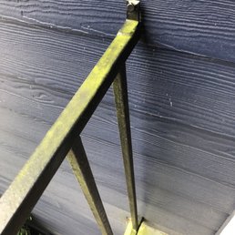 Handrail covered in algae next to my front door on the second floor. Handrail covered in algae next to my front door on the second floor.