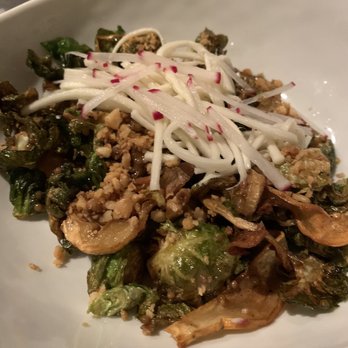 Hilo Bay Cafe - Brussel sprouts and mushrooms - New American Near Me - Hilo, Hawaii