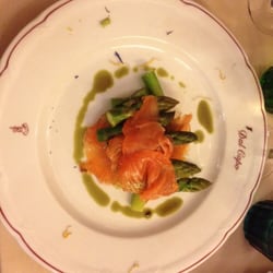 Osteria Dal Capo - Green asparagus with marinated salmon.
