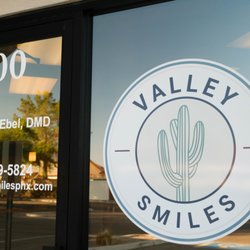 Valley Smiles - Phoenix Dentist - Valley Smiles front door and logo.