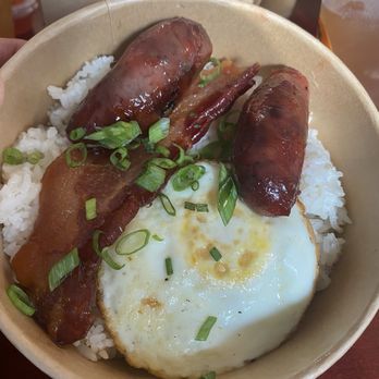Mano Modern Cafe - Tocino, longanisa, garlic fried rice, and egg - Filipino Near Me - Chicago, Illinois