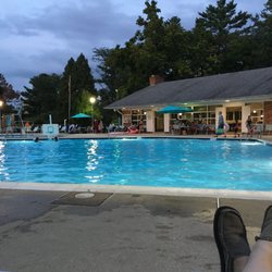 Kenmont Swim & Tennis Club - Kenmont pool and clubhouse, evening