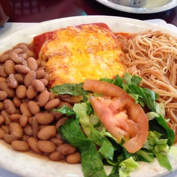 Richard's Mexican Restaurant - Tamale plate with whole beans and fideos. Oh, and LOTS of garlic. - New Mexican Cuisine Near Me - Albuquerque, New Mexico