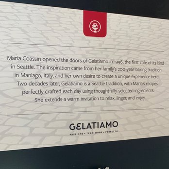Gelatiamo - Mission statement inside the store. - Bakeries Near Me - Seattle, Washington