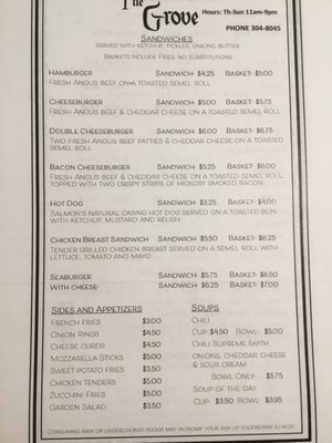 Menu photo 2 The Grove Kewaunee, WI Menu photo 2 The Grove Kewaunee, WI