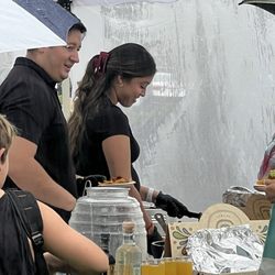 Teacher appreciation in the pouring rain.