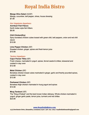 Menu photo 7 Royal India Bistro Alexandria, LA Menu photo 7 Royal India Bistro Alexandria, LA