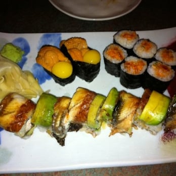 Kirala - uni with quail eggs, spicy tuna roll, and caterpillar roll - Sushi Bars Near Me - Berkeley, California
