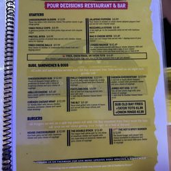 Pour Decisions - Menu