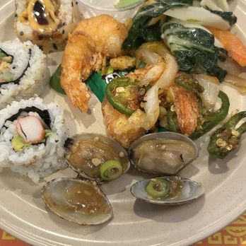 Hong Kong Buffet - The sushi was good! Had garlic mussels, salt n pepper shrimp and calamari and some buk choi. It was all tasty! - Chinese Near Me - Cranston, Rhode Island