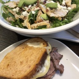 Steak and white cheddar sandwich with southwest chile lime ranch salad Steak and white cheddar sandwich with southwest chile lime ranch salad