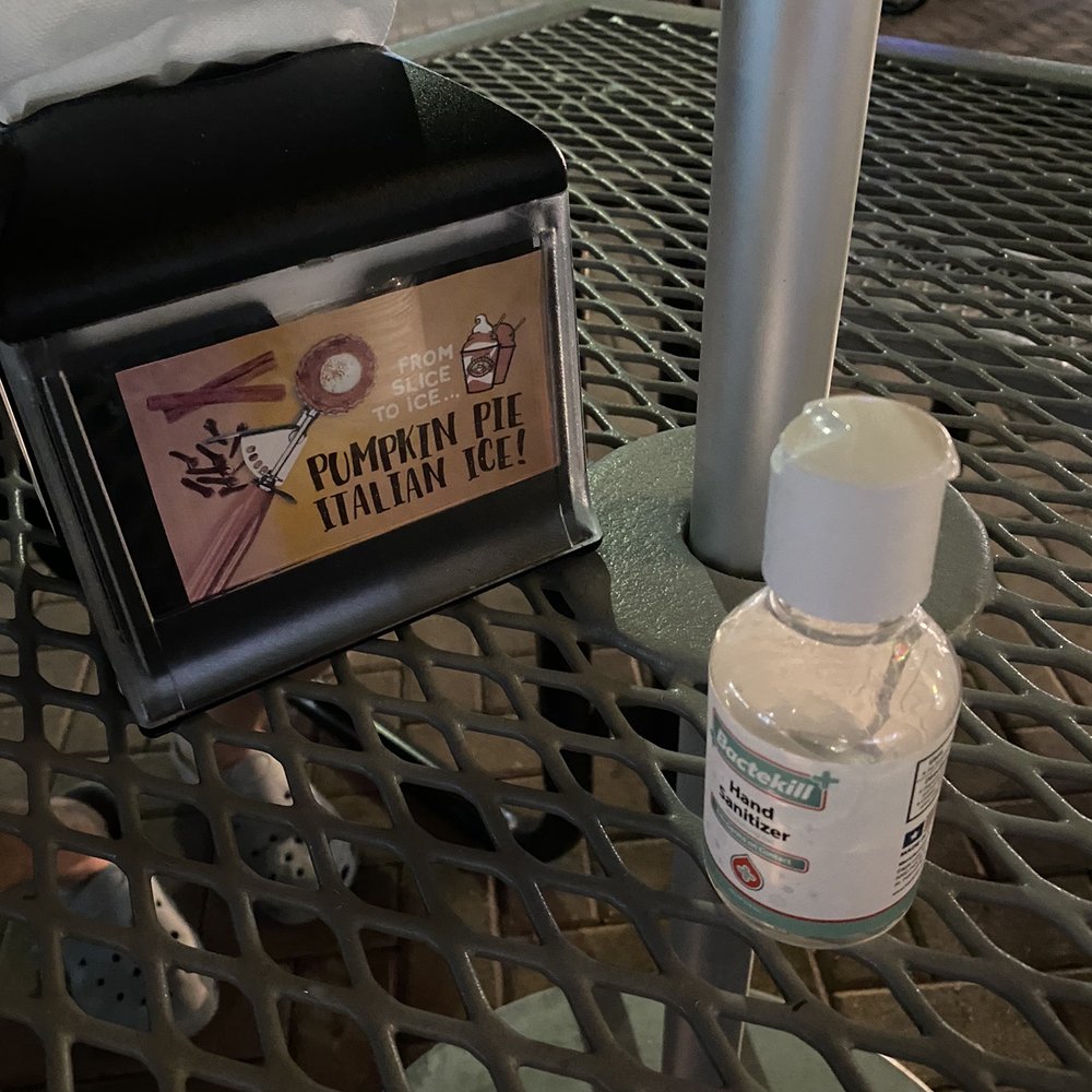 Jeremiah's Italian Ice - Sanitizer and napkins at each table - Ice Cream & Frozen Yogurt Near Me - Naples, Florida Jeremiah's Italian Ice - Sanitizer and napkins at each table - Ice Cream & Frozen Yogurt Near Me - Naples, Florida