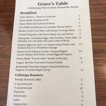 Grace's Table - Breakfast menu. - New American Near Me - Napa, California Grace's Table - Breakfast menu. - New American Near Me - Napa, California