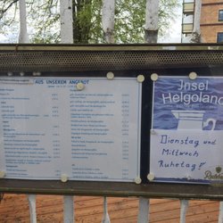 Inselgaststätte Helgoland - Speisekarte mit Angabe der Ruhetage