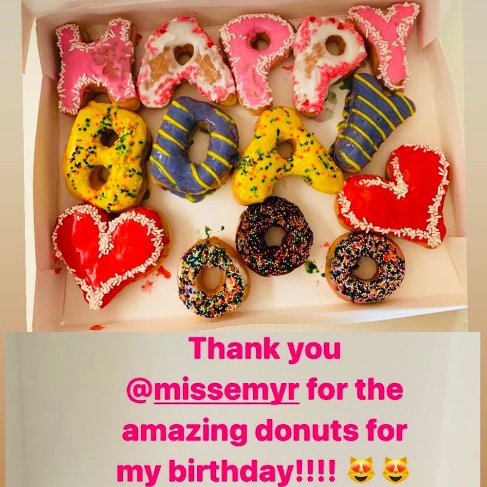 Custom Bday Donuts/Assorted flavors *frosting got a little stuck up top but that was a more delivery service in-transit issue. Custom Bday Donuts/Assorted flavors *frosting got a little stuck up top but that was a more delivery service in-transit issue.