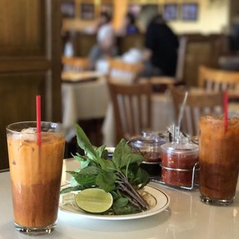 Siam Garden Cafe - Thai Iced Tea and vegetables served for the noodle soup. - Thai Near Me - Honolulu, Hawaii Siam Garden Cafe - Thai Iced Tea and vegetables served for the noodle soup. - Thai Near Me - Honolulu, Hawaii