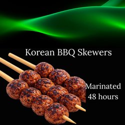Korean BBQ Skewers
Marinated for 48 Hours in our Signature House-Made Korean BBQ. 
Cooked and Caramelized to Perfection.