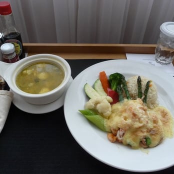 Sheraton Cavalier Calgary Hotel - Room Service - Chicken Oscar and Soup of the Day (Fish Soup) - Hotels Near Me - Calgary, Alberta Sheraton Cavalier Calgary Hotel - Room Service - Chicken Oscar and Soup of the Day (Fish Soup) - Hotels Near Me - Calgary, Alberta