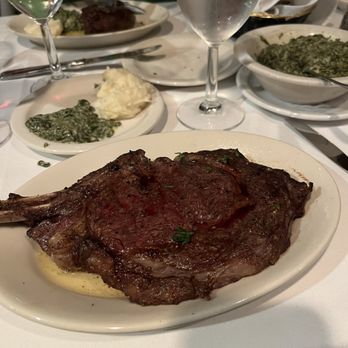 The Bull Ring - Bone in rib-eye, creamed spinach, and mashed potatoes. - Steakhouses Near Me - Santa Fe, New Mexico The Bull Ring - Bone in rib-eye, creamed spinach, and mashed potatoes. - Steakhouses Near Me - Santa Fe, New Mexico