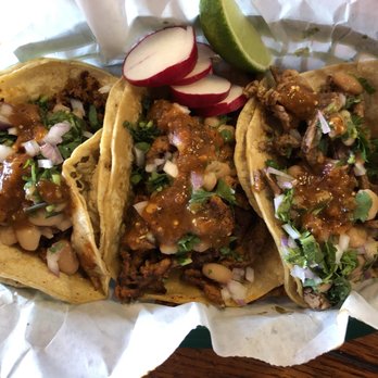 Taqueria Los Compadres Mexican Grill - Three amazing tacos, on the left-Chorizo, middle-Pastor, right-Asada. - Mexican Near Me - Hamilton, Ohio Taqueria Los Compadres Mexican Grill - Three amazing tacos, on the left-Chorizo, middle-Pastor, right-Asada. - Mexican Near Me - Hamilton, Ohio