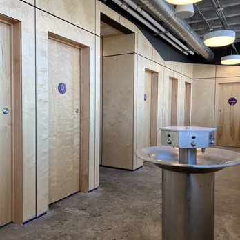 Top Out Cafe - "Restrooms for Everyone" Urinal stalls, toilet stalls, and sinks in the middle! - Coffee & Tea Near Me - Indianapolis, Indiana Top Out Cafe - "Restrooms for Everyone" Urinal stalls, toilet stalls, and sinks in the middle! - Coffee & Tea Near Me - Indianapolis, Indiana